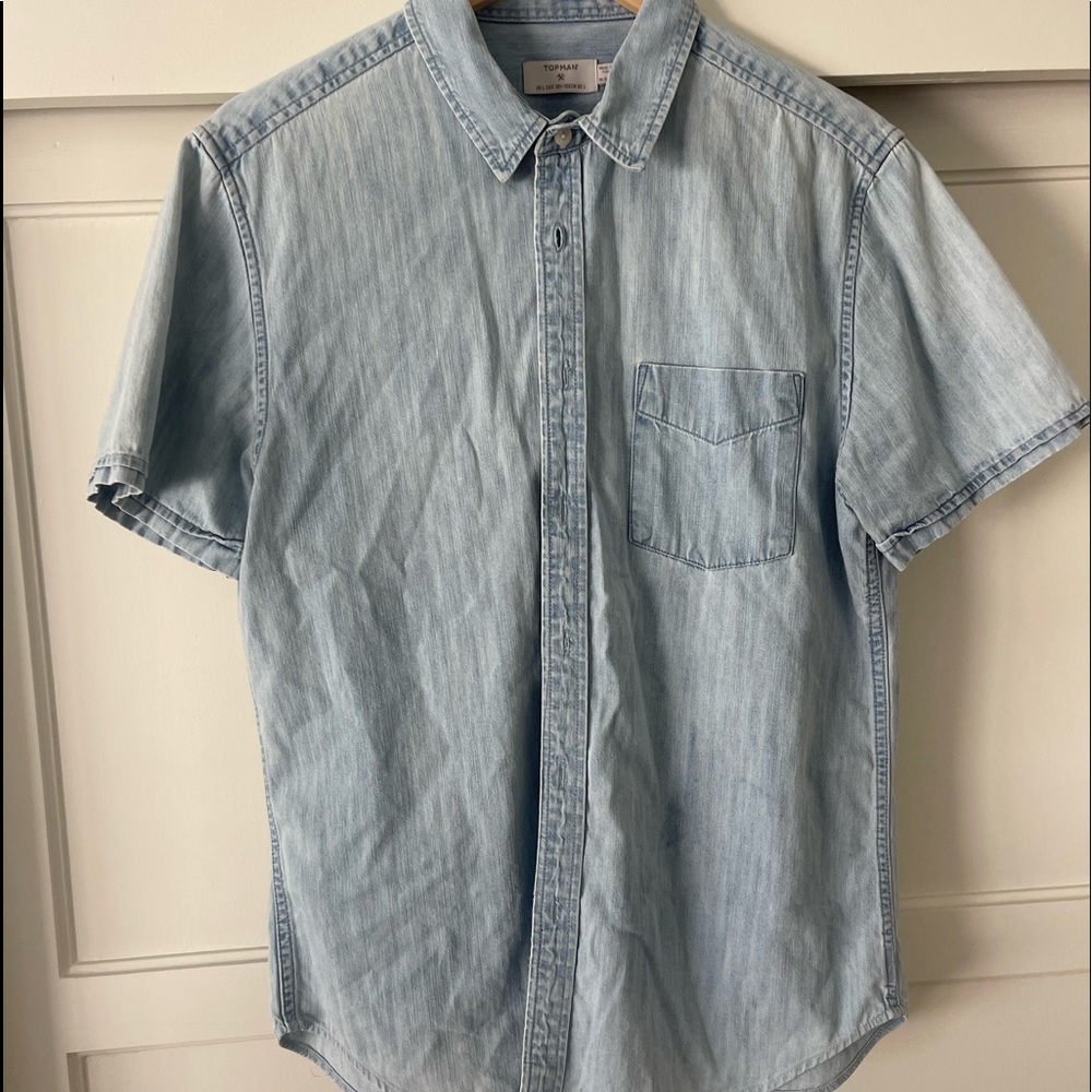 TOP MAN Denim Button Down Size Large, Great Condition